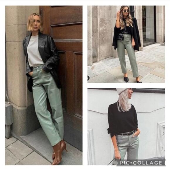 Mango Faux Leather Pants Blogger Favorite High Waist - Picture 6 of 9